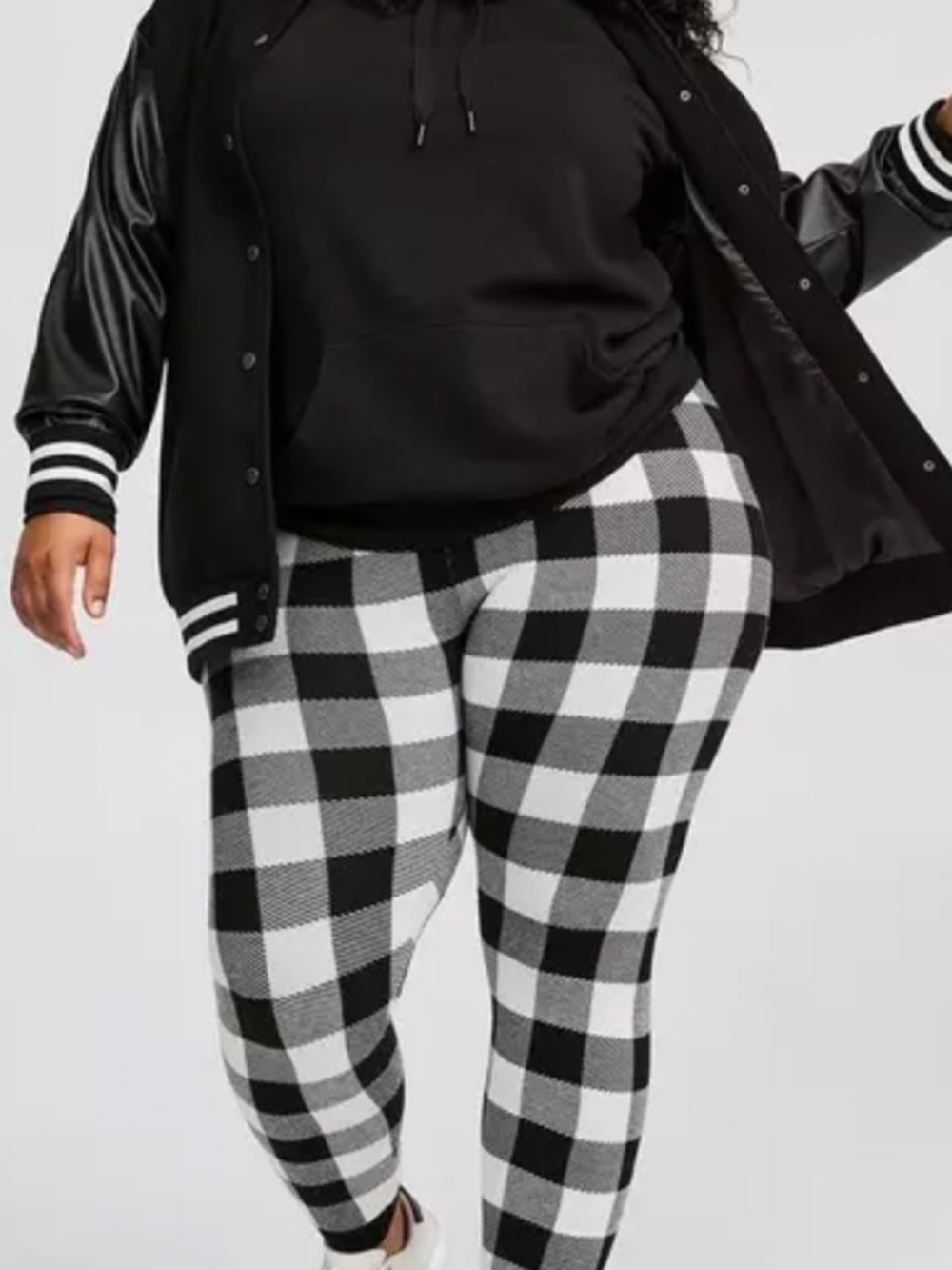 Torrid FL Signature Waist Sweater Leggings Black White Buffalo Plaid 1X NWT